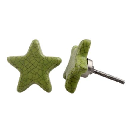 Lime Green Star Crackle Knob